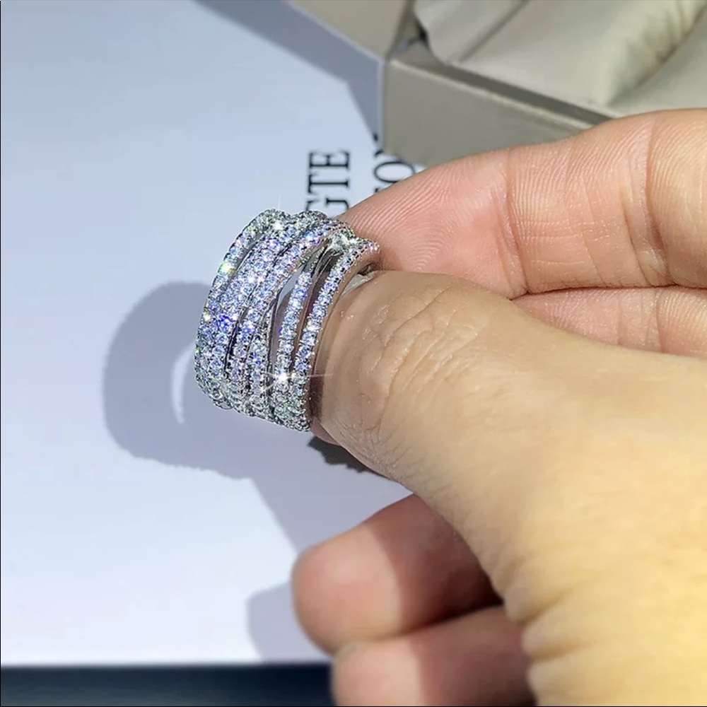 Restock-New 925 Sterling Silver Interweave Diamond ring - Picture 3 of 9